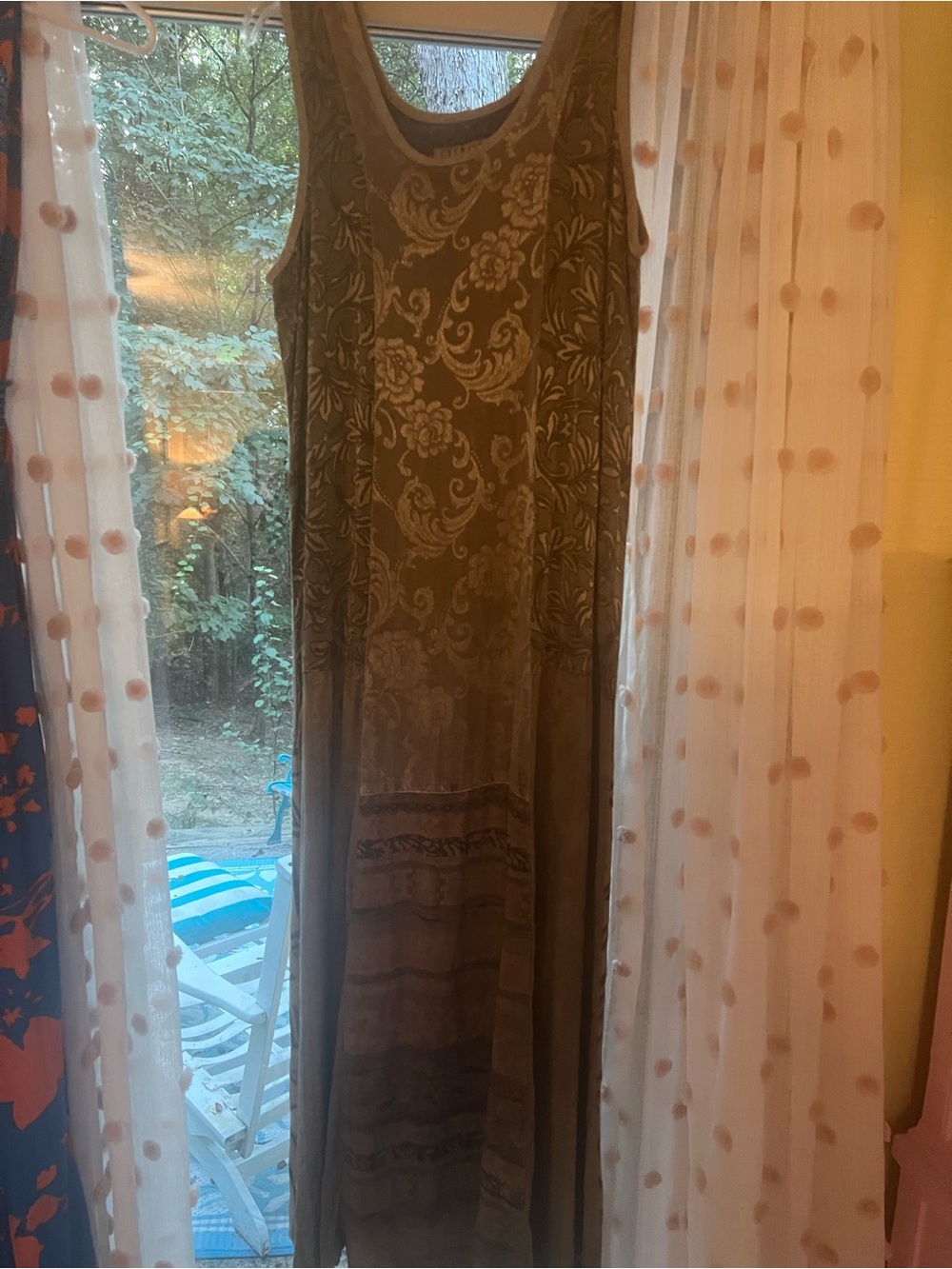 Citron beige taupe Floral-Print Sleeveless Maxi Dress